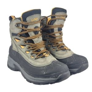 Ll Bean Mens Waterproof Winter Boots Grey Yellow High Top Thinsulate